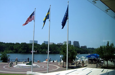 Swedish and American flags flew over the newly opened House of Sweden, which gave Blue Salon guests a bird's-eye view with its Georgetown waterfront location.