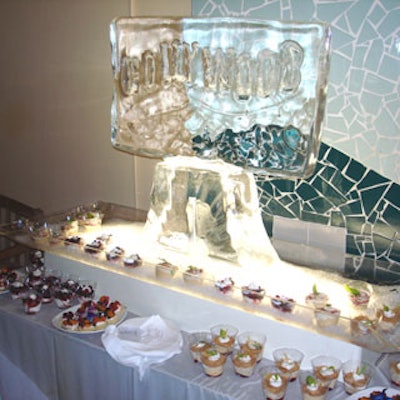 ChefDrue Brandenburg customized an ice sculpture of the Hollywood sign surroundedby desserts complements of chef Jim Flader.