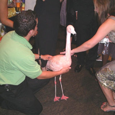 Busch Gardens Tampa Bay resident Pinky the Flamingomet and greeted guests during the cocktail reception.