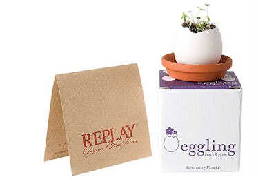 Replay jeans included Egglings planters with their invitation.