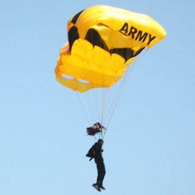 The GoldenKnights U.S. Army Parachute Team thrilled the crowd by jumping out of flyingairplanes and landing on a rather small, designated beach target.