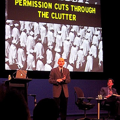 Seth Godin, author of Permission Marketing and Unleashing the Idea Virus, gave an amusing, informative speech on marketing books in the new economy to attendees of Inside and Publisher's Weekly's Book Industry Summit in the Hudson Theatre at the Millennium Broadway Hotel.