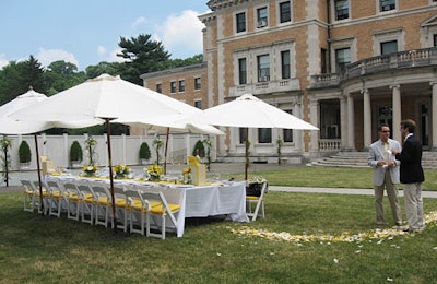 A path of rose petals led invitees to the table where lunch was served.