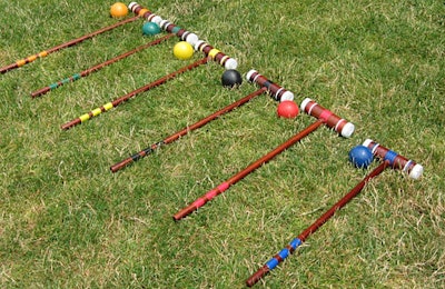 Croquet mallets in the grass added another picnic touch.