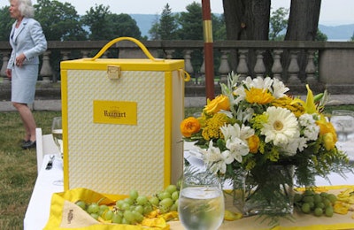 Ruinart's Stephanie Chassing described the picnic basket's design as a mix of modern and traditional sensibilities, with cross-hatching referencing the weave of a standard basket.