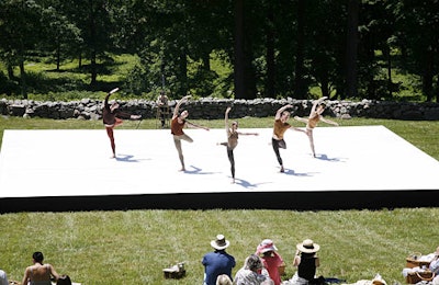 Dancers from the Merce Cunningham Dance Company performed a routine originally choreographed for a benefit held on the grounds in 1967.