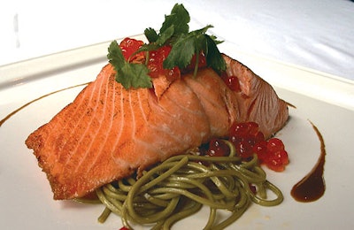 Wild king salmon with green-tea soba noodles from Noé.