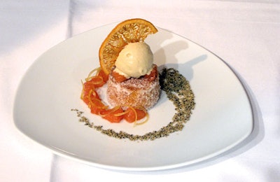 Oceana serves Earl Grey ice cream with vanilla grapefruit cake..