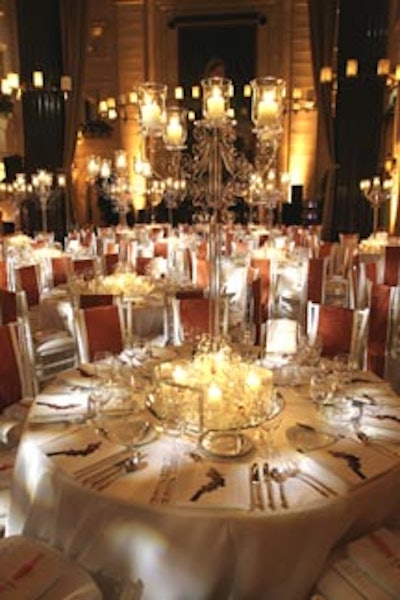 Tall, clear ghost candelabras with flickering candles adorned thetables at the Windsor Arms Hotel for Royal Conservatory of Music’sannual Royal Occasion Gala.