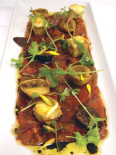 One Sunset's tenderloin of beef carpaccio with marinated golden figs.