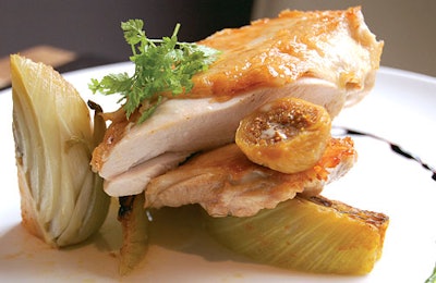 Klee Brasserie's baked chicken with figs.