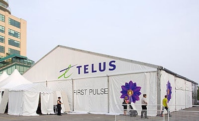 Regal Tent Productions set up a massive white tent in the Power Plantparking lot.