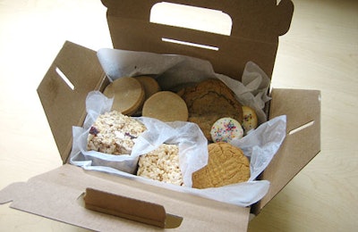 Goodie bags or custom boxed treats, like this assortment of cookies, are available for special events.