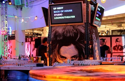 Guests were assigned entry to a certain stage at a certain time, indicated on screens over the bar.