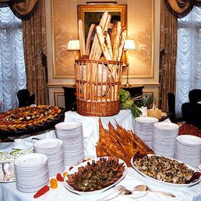 Before the dinner, the Essex House put out a table with breads and assorted foods for guests.