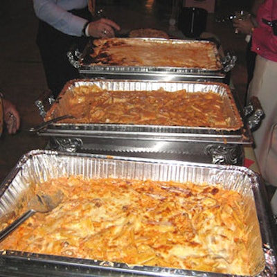 The Pasta Factory was serving three types of pastas: meat lasagna, ravioli mix, and baked ziti.