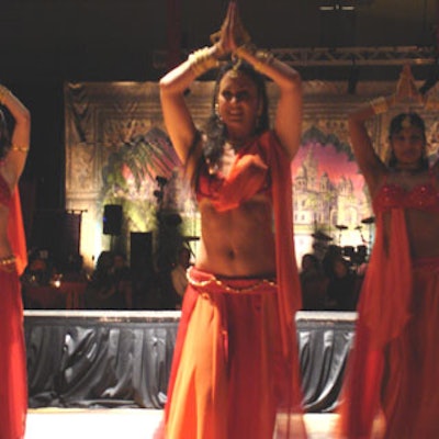 A belly dancer hits her final pose to conclude one of the performances.
