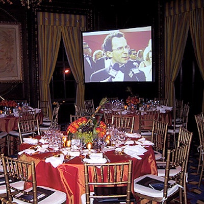 In Le Cirque's L'Orangerie room, academy members and their guests watched the Oscar broadcast on three large screens.