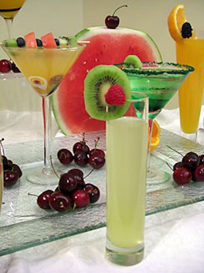 Fruits are soaked in simple syrup, which is then added to vodka to make the infusions.