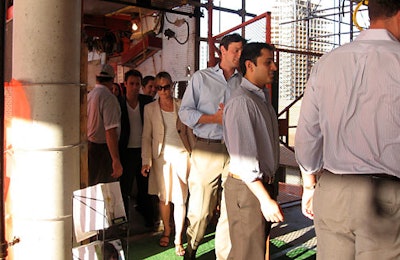 The site's utilitarian elevator delivered guests to the event space.