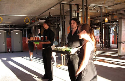 Servers offered up cocktails from sponsors Moët and Belvedere as guests exited the elevator.