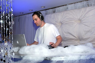 DJ Brent manned the cloudlike DJ booth in the Dream State room, playing mellow music to match the room's theme.