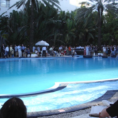 Unlike at traditional fashion shows, the models walked on the inner perimeter of the pool, instead of on a runway.