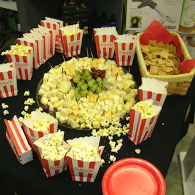 More food supplied for the event included mini bags of popcorn and a cheese platter.
