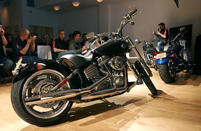 The bikes were parked in front of the audience for a hands-on presentation.