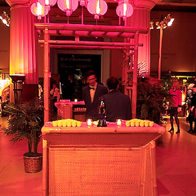 Props for Today built these bamboo and wicker sake bars that were stationed inside the Theodore Roosevelt Memorial Hall.