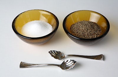 Dig into colorful handcrafted glass bowls in rich shades like amber, ruby, blue, or green, which Something Different Party Rental rents for $2 each. The Noblesse pattern demitasse spoon (which has a decorative scalloped scoop) rents for 90 cents.