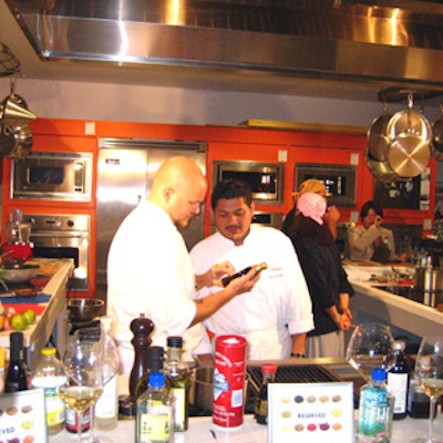 The team from Chispa restaurant, including chef Jesse Souza, consulted about ingredients before the start of the competition.