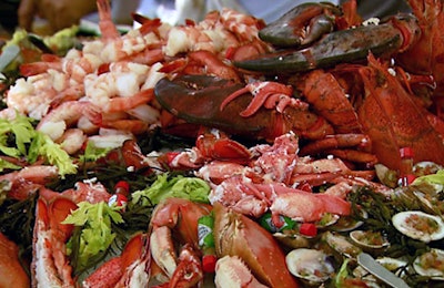 Vert's table featured an abundant spread of shellfish.