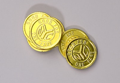 Here’s a souvenir that won’t make it past the turnstile: the New York Transit Museum store’s chocolate subway tokens.