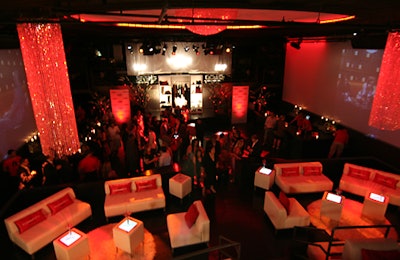 White tables with internal lighting from Lounge 22 displayed both the Soapnet and Fashionista Diaries logos and gave the room a soft glow.