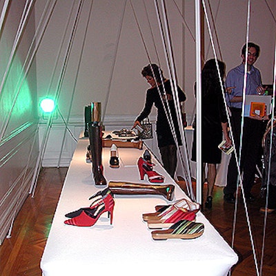 Mariano Airaldi used fabric strips to create a funky look within the austere rooms of the Argentinean consulate.