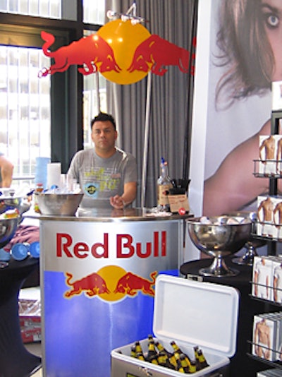 Music lounge sponsor Red Bull offered cocktails made with the energy drink.