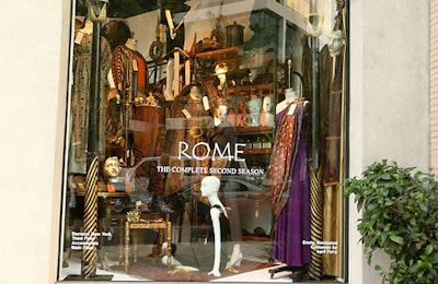 The store consulted with Rome's costume designer, April Ferry, on the windows' design.