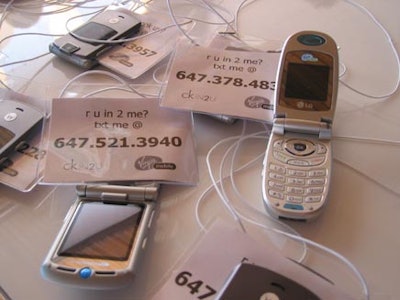 Virgin Mobile Canada provided revelers with cell phones activated for a night of text messaging, along with ID tags to facilitate connections.