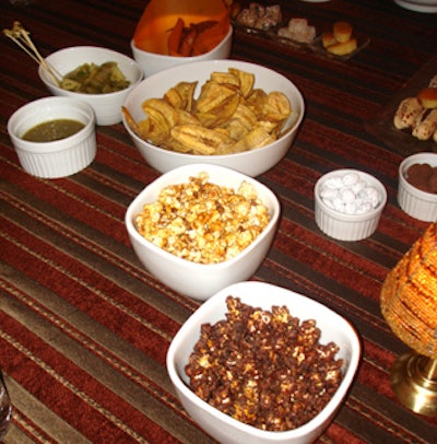 Plantain chips, popcorn, and a variety of Cuban delicacies were on each table of the ballroom.