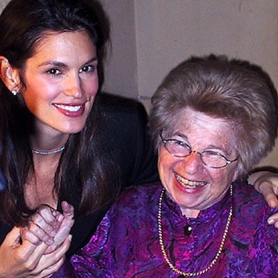 Honoree Cindy Crawford poses with frequent partygoer Dr. Ruth Westheimer at the Leukemia & Lymphoma Society's Spirit of Discovery Ball.