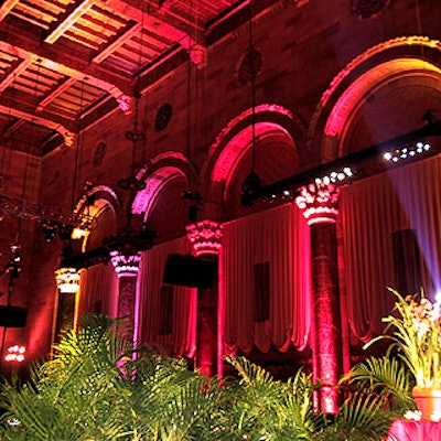 Bentley Meeker illuminated Cipriani 42nd Street's grand marble columns with a rainbow of colors.