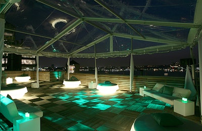 The Xchange's 10th floor terrace offered a reprieve from the clubby atmosphere downstairs.
