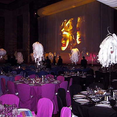 The event's designers used table and chair covers, and the creative centerpieces were papier-mache heads created by fashion designers Mathu & Zaldy.