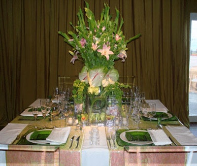 Different styles for table arrangements were set up in the design showroom to show guests what A Joy Wallace Catering Production & Design Team can create.