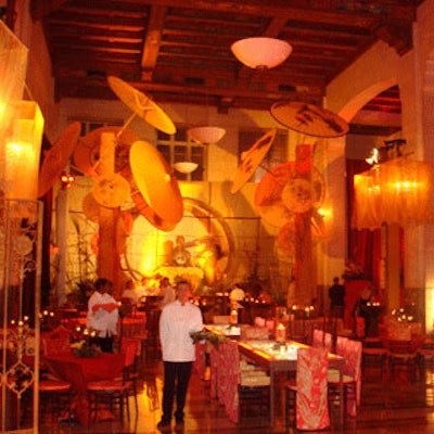 Designs by Sean decorated the main hall of the Dupont Building giving it an Asian-inspired feel with large paper umbrellas, red lighting, and oriental statues.