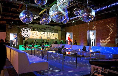 The official Fashion Rocks pre-party was also held at Eyebeam; the center platform became a lounge for celebrity guests.