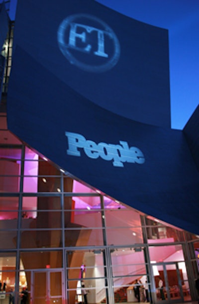 Hosts' logo gobos plastered Disney Hall on Emmy night.