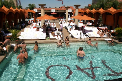 Bathing-suit-clad guests escaped the heat at the Tao Beach pool for the Xbox Oasis party, which celebrated the upcoming Halo 3 game.