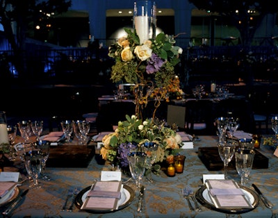 The tables featured arrangements from Mark's Garden.